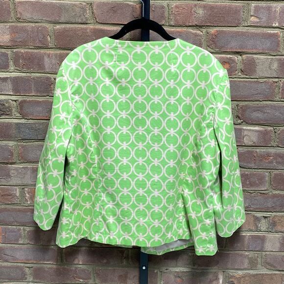 N Touch Lime Green & Tan Designed 3/4 Sleeve Jacket Size 12 - Picture 3 of 5